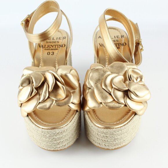 NEW Valentino Garavani Atelier 03 Rose Metallic Leather Espadrilles Sandals - Picture 12 of 16